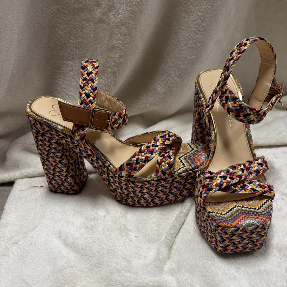 Jessica Simpson Multicolor Woven Platform Sandals